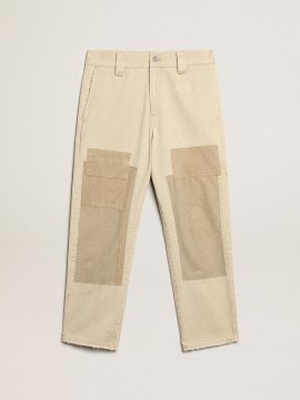 Cotton pants in beige mix