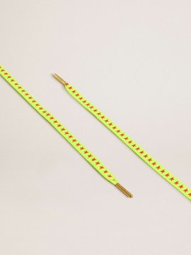 Fluorescent yellow laces with contrasting orange stars